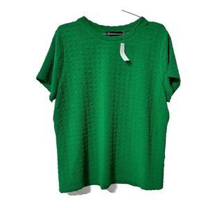 NYC New York Company  T Shirt Green Short Sleeve Round Neck Plus 3X Stretch